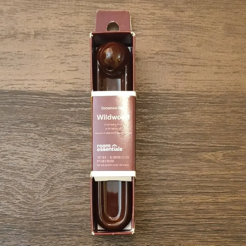 Room Essentials Wildwood Incense w/ Holder, NWT